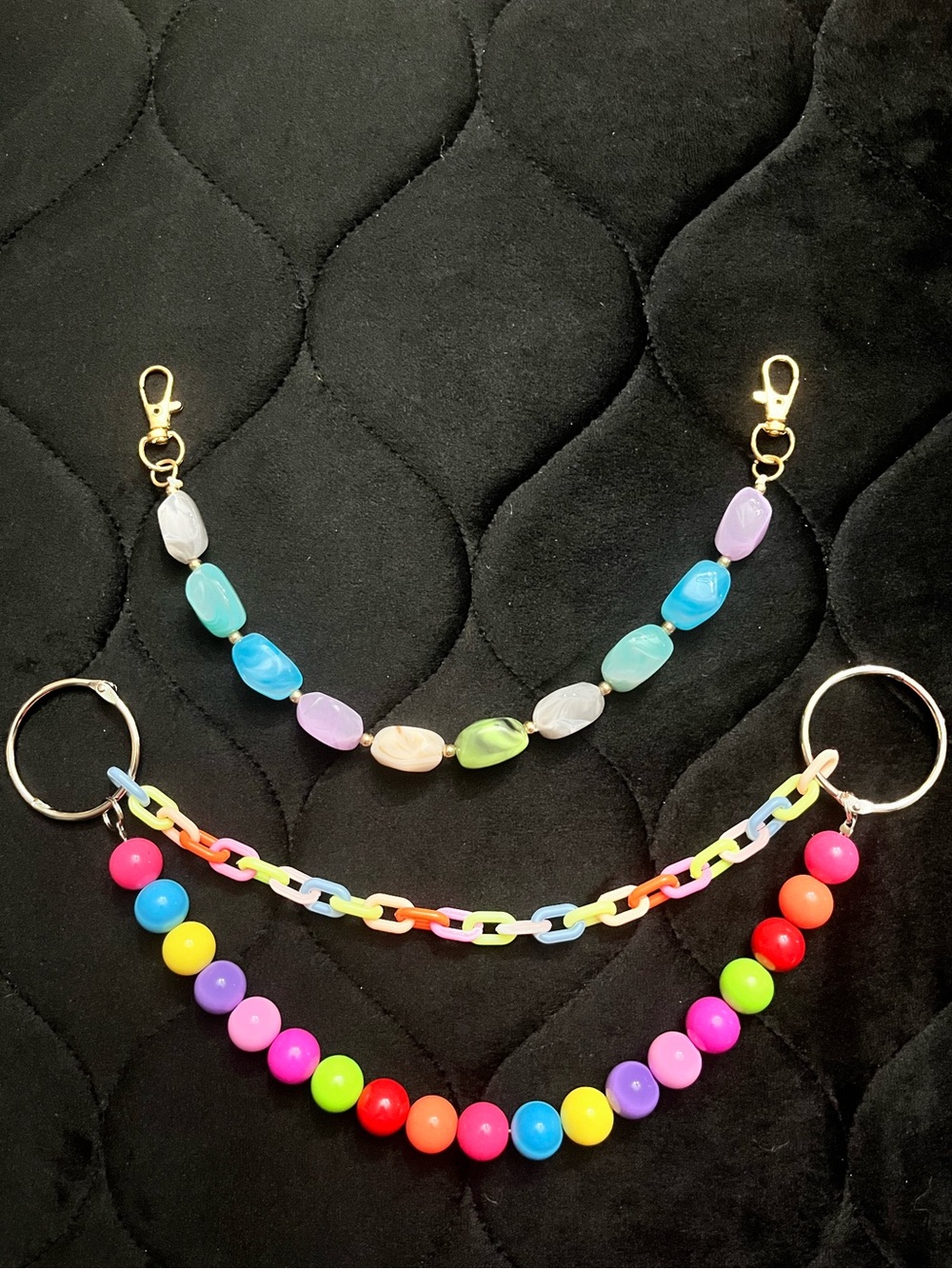 2 Colorful Beaded Bag Charm Chains